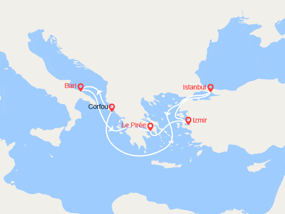 itinéraire croisière Méditerranée Orientale : Turquie, îles Grecques, Italie