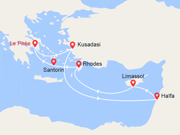 itinéraire croisière Iles grecques : Turquie, Israël, Chypre, Iles grecques