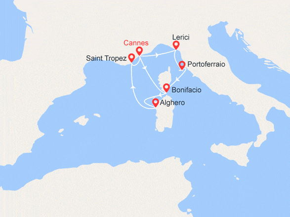 itinéraire croisière Méditerranée : Voiles de Saint-Tropez