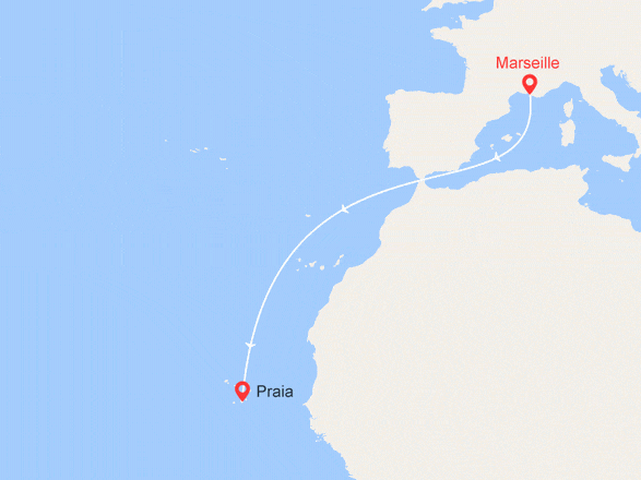 itinéraire croisière Méditerranée : VOILIER : Voyage en mer de Marseille au Cap-Vert
