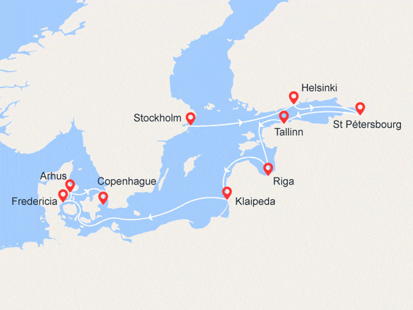 itinéraire croisière Baltique : Voyage dans la Magie Scandinave : Suède, Finlande, Russie, Estonie, Littuanie, Danemark