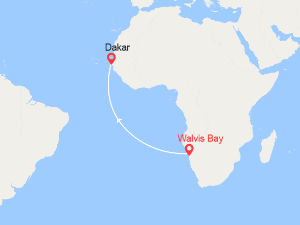 itin&eacute;raire croisi&egrave;re Afrique : Voyage en Mer : de  Walvis Bay à Dakar 