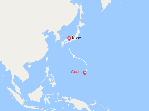 itinéraire croisière Asie : Voyage en Mer : Guam - Kobé