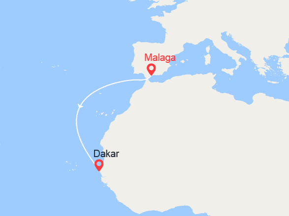 itinéraire croisière Méditerranée Occidentale : Voyage en Mer : Malaga - Dakar