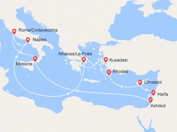 itinéraire croisière Iles grecques : Voyage en Terre Sainte : Sicile, Israël, Chypre, Grèce, Turquie