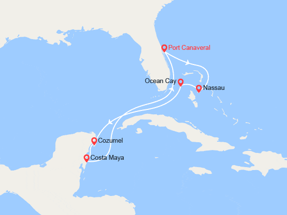 itin&eacute;raire croisi&egrave;re Caraïbes et Antilles : Voyage inaugural : Bahamas, Mexique 