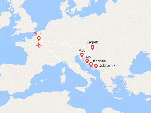 itinéraire croisière Croatie/Adriatique : Yachting en Croatie : de Dubrovnik à Zagreb | Vols inclus
