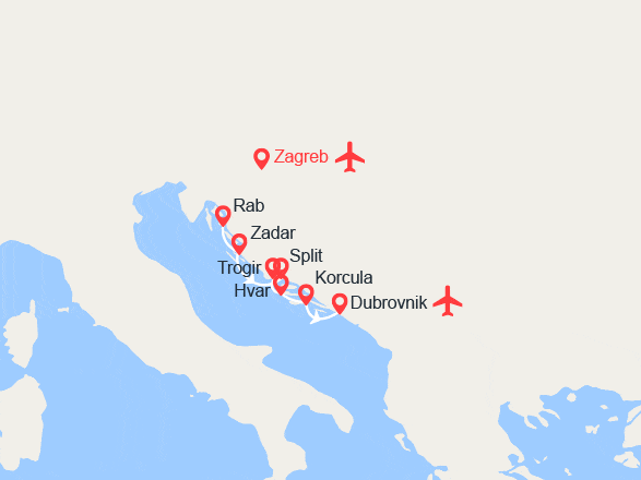 itinéraire croisière Méditerranée Orientale : Yachting en Croatie de Zagreb à Dubrovnik