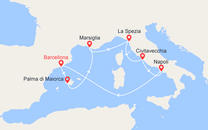itinéraire croisière Mediterraneo Occidentale - Isole Baleari : Baleari, Francia, Italia 