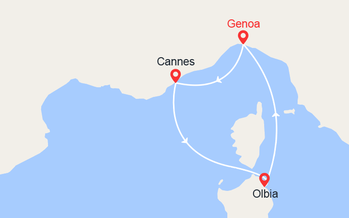 itinéraire croisière Mediterraneo Occidentale : Costa Azzurra e Sardegna