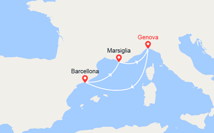 itinéraire croisière Mediterraneo Occidentale : Francia, Spagna 