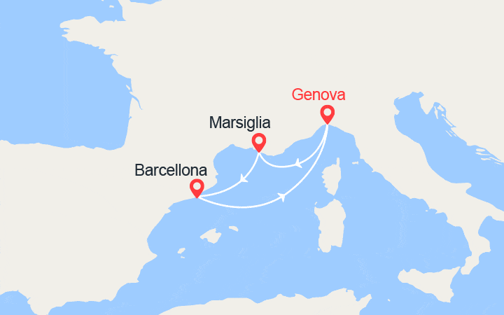 itinéraire croisière Mediterraneo Occidentale : Francia, Spagna : Marsiglia, Barcellona