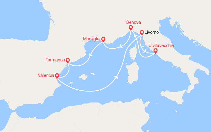 Scali Francia, Spagna, Italia 
