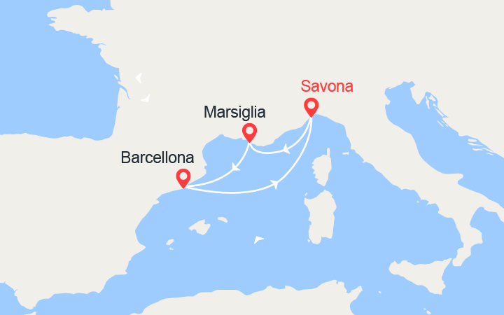 itinéraire croisière Mediterraneo Occidentale : Francia e Spagna 