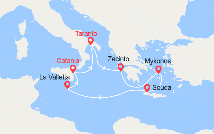 itinéraire croisière Mediterraneo Orientale : Grecia, Malta 