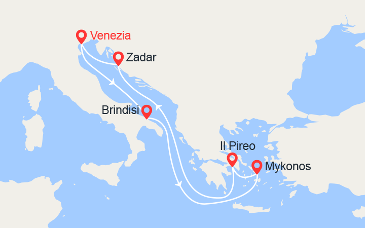 itinéraire croisière Mediterraneo Orientale : Grecia e Croazia