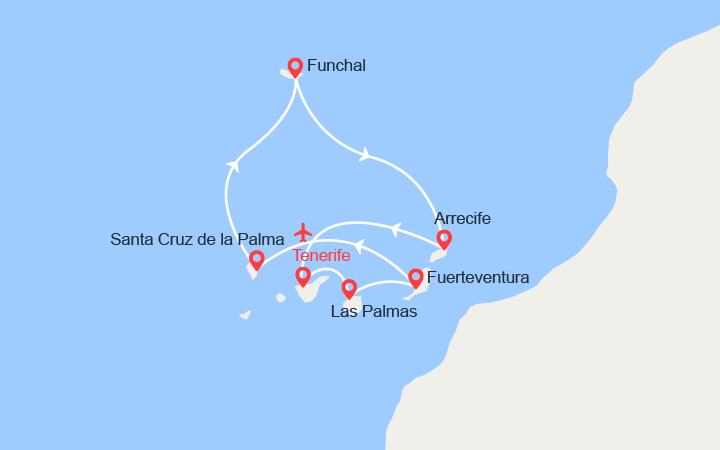 itinéraire croisière Mediterraneo Occidentale : Isole Canarie, Madera - Volo incluso