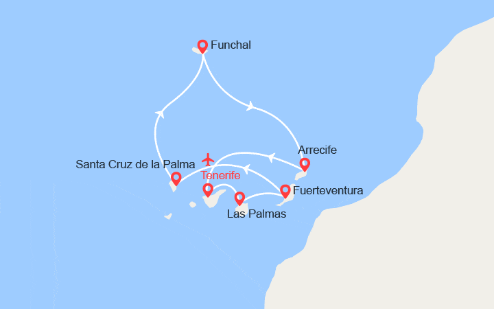 itinéraire croisière Mediterraneo Occidentale : Isole Canarie, Madera - Volo incluso 