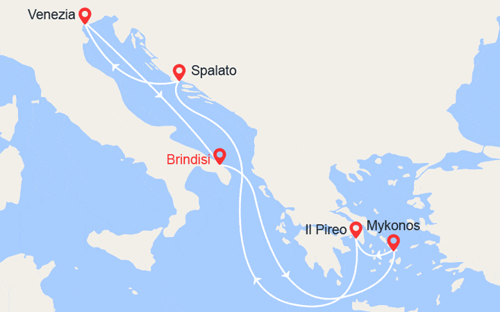 itinéraire croisière Mediterraneo Orientale : Isole Greche e Croazia 