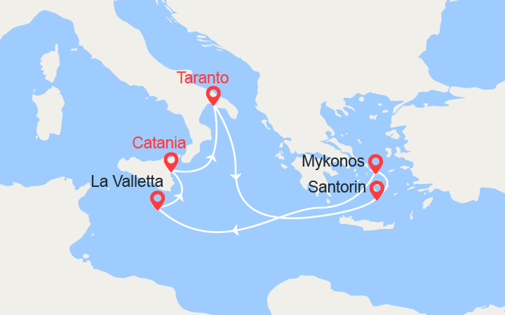 itinéraire croisière Mediterraneo Occidentale : Isole Greche e Malta
