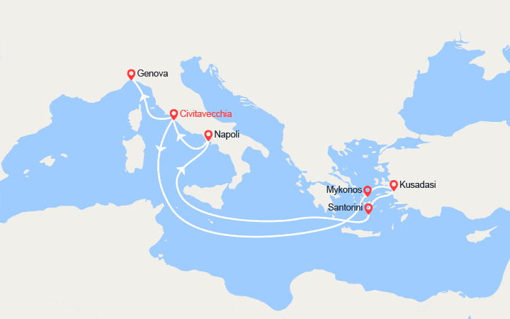 Scali Isole Greche e Turchia : da Civitavecchia a Genova 