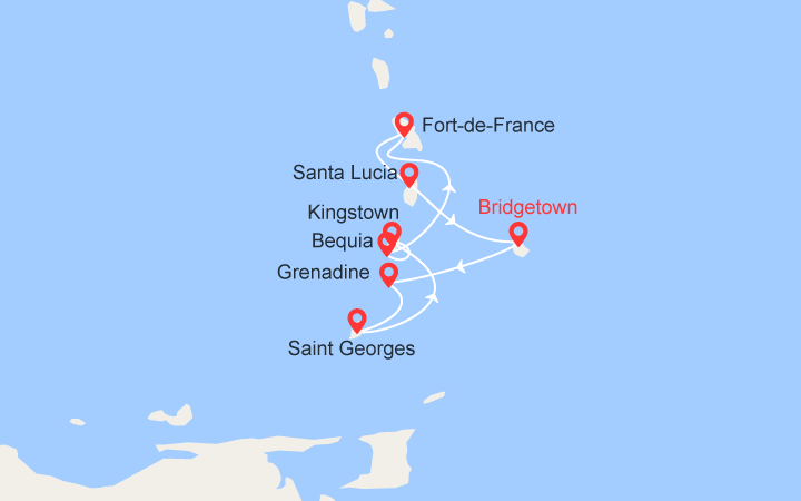 itinéraire croisière Caraibi : Isole Grenadine 