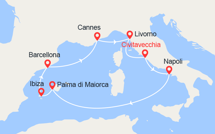 itinéraire croisière Mediterraneo Occidentale - Mediterraneo Occidentale : Italia, Maiorca, Ibiza, Spagna, Costa Azzurra 