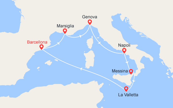 Scali Italia, Malta, Spagna, Francia 