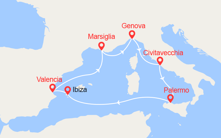 itinéraire croisière Mediterraneo Occidentale : Magico Mediterraneo