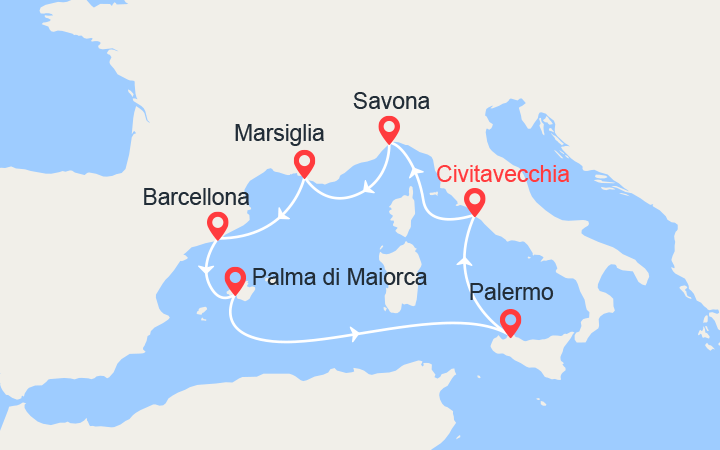 itinéraire croisière Mediterraneo Occidentale : Magico Mediterraneo 