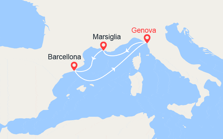 itinéraire croisière Mediterraneo Occidentale : Mediterraneo : Marsiglia, Barcellona 