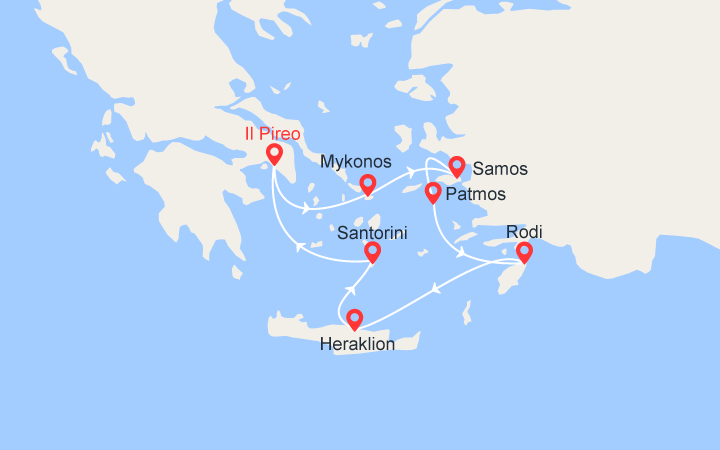 itinéraire croisière Isole greche - Mediterraneo Orientale : Meraviglie del Mar Egeo II 