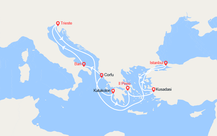 itinéraire croisière Mediterraneo Orientale : MSC Crociere