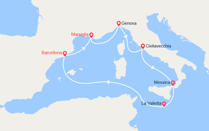 itin&eacute;raire croisi&egrave;re Mediterraneo Occidentale : MSC Crociere