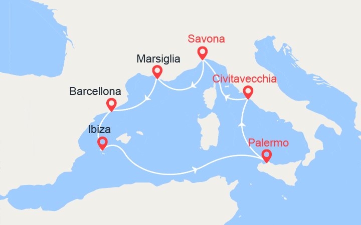 itinéraire croisière Mediterraneo Occidentale - Mediterraneo Occidentale : Provenza, Spagna, Ibiza, Italia 