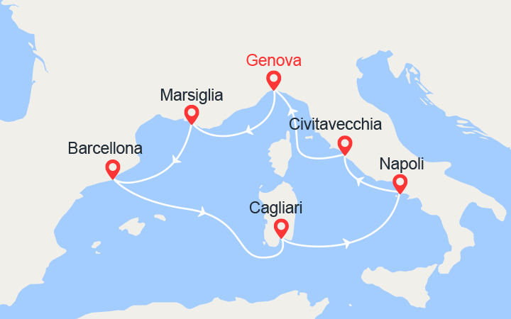 itinéraire croisière Mediterraneo Occidentale - Mediterraneo Occidentale : Provenza, Spagna, Italia 