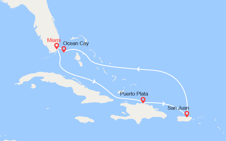 itinéraire croisière Caraibi : Rep Dominicana, Porto Rico e Bahamas