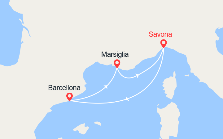 itinéraire croisière Mediterraneo Occidentale : Spagna e Francia