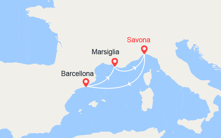 itinéraire croisière Mediterraneo Occidentale : Spagna e Francia 