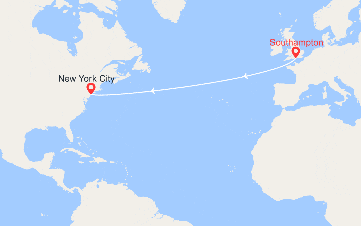 itinéraire croisière Transatlantico : Traversata atlantica - da Southampton a New York 