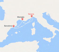itin&eacute;raire croisi&egrave;re Mediterraneo Occidentale : Barcellona e Marsiglia 