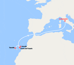itinéraire croisière Méditerranée Occidentale : Canaries : Fuertoventura, Lanzarote, Tenerife 