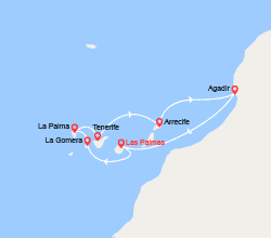itinéraire croisière Méditerranée Occidentale : Canaries, Espagne, Maroc 