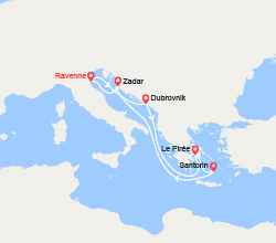 itin&eacute;raire croisi&egrave;re Méditerranée Orientale : Croatie, Grèce : Dubrovnik, Athènes, Zadar 