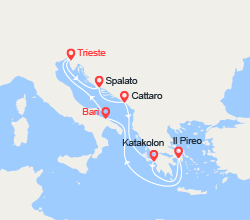 itinéraire croisière Mediterraneo Orientale - Croazia - Adriatico : Croazia, Montenegro, Grecia 