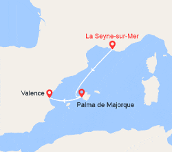 itin&eacute;raire croisi&egrave;re Méditerranée Occidentale : De Toulon à Valence 