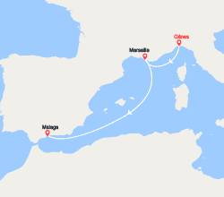 itinéraire croisière Méditerranée Occidentale : Escapade en Méditerranée : Italie, Provence, Espagne 