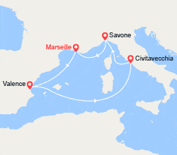 itin&eacute;raire croisi&egrave;re Méditerranée Occidentale : Espagne, Italie 