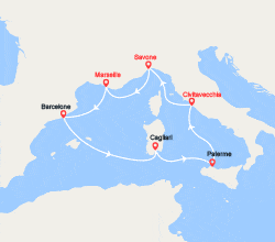 itin&eacute;raire croisi&egrave;re Méditerranée : France, Espagne, Italie 