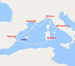 itinéraire croisière Mediterraneo Occidentale : Francia, Spagna, Italia 